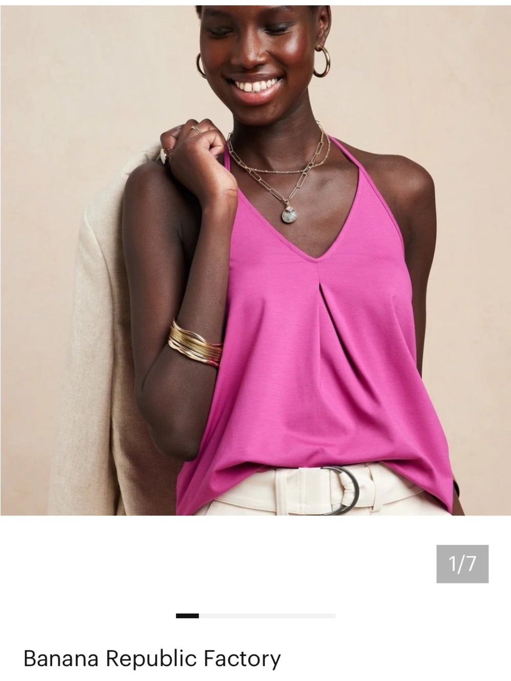 NWT Banana Republic Factory Hot Pink V-Neck Halter Tank